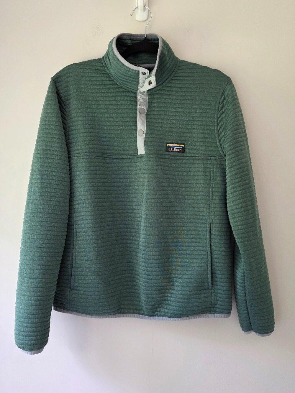 L.L. Bean Men's Slightly Fitted Sweater Fleece Pullover Green M REG 505874